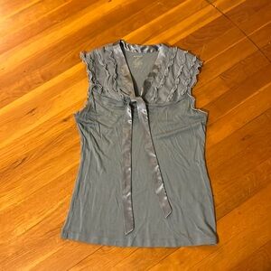 Mixed material cotton sleeveless shell